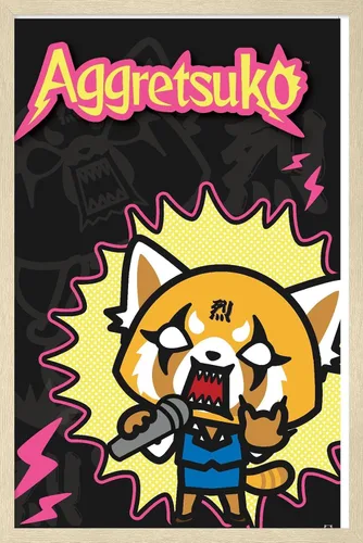 Miniatura 7 de Trends International Aggretsuko Rock Out - Póster de pared, 22.4 pulgadas de largo x 14.7 pulgadas, versión enmarcada en madera de granero