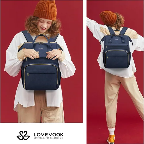 Miniatura 6 de LOVEVOOK - Mochila para laptop de mujer, para viaje de negocios, bolsa de trabajo, para computadora, Azul oscuro, Classic