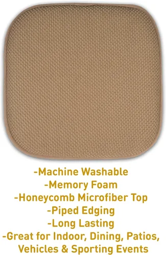 Miniatura 189 de Sweet Home Collection Cojines de espuma viscoelástica para silla, goma antideslizante y diseño de panal de abejas y esquinas redondeadas de 16 x 16