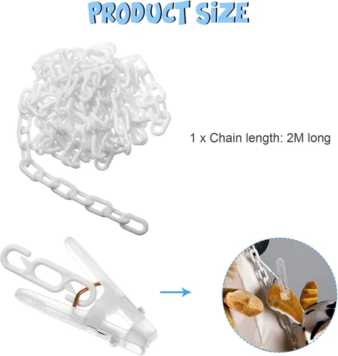 Miniatura 2 de Hotop 2 unidades de cadena de almacenamiento de animales de peluche colgante organizador de animales de peluche con 40 clips de plástico de 79 Blanco
