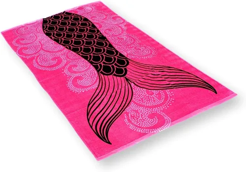 Miniatura 4 de Toalla de playa grande con estampado de moda de verano (cola de sirena rosa)