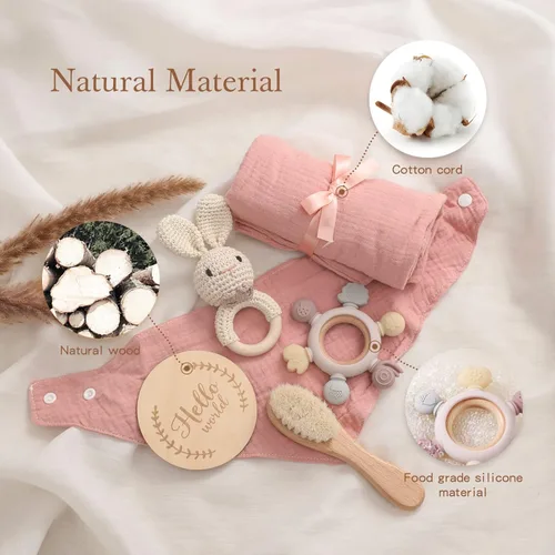 Miniatura 7 de EERKEOD Set de regalo para bebé recién nacido, juego de baño esencial para bebé recién nacido con manta de bebé, sonajero para bebé, regalo