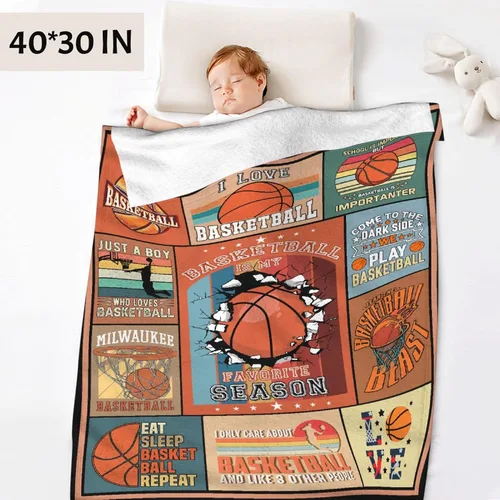 Miniatura 4 de Manta de regalo de baloncesto para niños, hombres y niñas, juego de pelota deportiva con la frase "Basketball Is My Favorite Season", 40 x 50 El