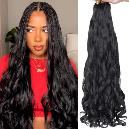 Miniatura 58 de Unionbeauty - Cabello rizado francés trenzado de 10 pulgadas, trenzas rizadas estilo Bob francés, cabello de ganchillo, 8 paquetes de trenzas