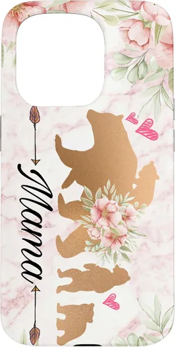 Miniatura 13 de iPhone 15 Plus Mama Bear & Cubs Design Phone Grip para mamá - Funda para 3 niños