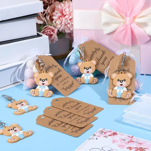 Miniatura 3 de Tenare 120 llaveros de oso para decoración de fiestas para invitados, regalos de fiesta de oso, regalos de agradecimiento, lindo llavero con bolsas