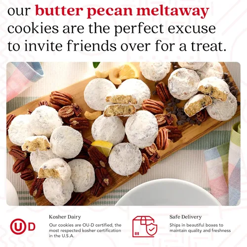 Miniatura 4 de David's Cookies Butter Pecan Meltaways Sweet Sampler Tin - Galletas de mantequilla con nueces pecanas crujientes, suaves y que se derriten