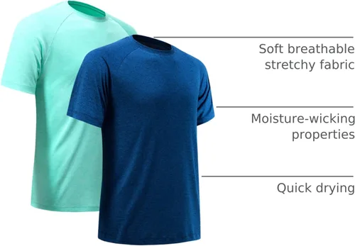 Miniatura 27 de Camisetas de entrenamiento para hombre, de manga corta, de secado rápido, atlético, gimnasio, activo, absorbe la humedad