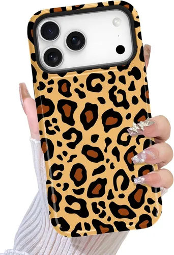 Miniatura 52 de TEAUGHT Compatible con iPhone 11 Funda con patrón lindo estampado de leopardo negro guepardo + protector de pantalla a prueba de golpes, funda