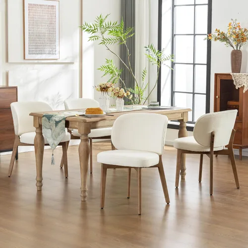 Miniatura 36 de YOUNIKE Silla de comedor con respaldo alto, silla única de cocina estilo moderno de mediados de siglo, silla acentuada sin brazos de tela bouclé