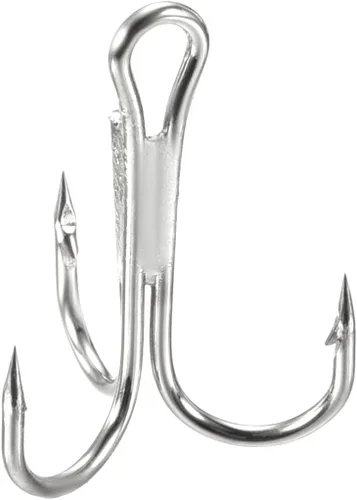 Miniatura 10 de PATIKIL Anzuelos de pescado agudos de acero al carbono, gancho de curva redondo afilado Gancho de púas triple para agua dulce y salada Blanco