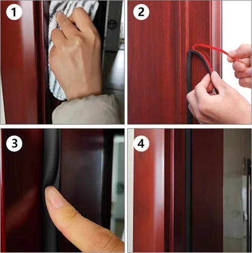 Miniatura 6 de Burlete de silicona de 19.7 pies, tira de sellado de puerta autoadhesiva en forma de D, varios agujeros, burlete insonorizado para ventanas y marcos