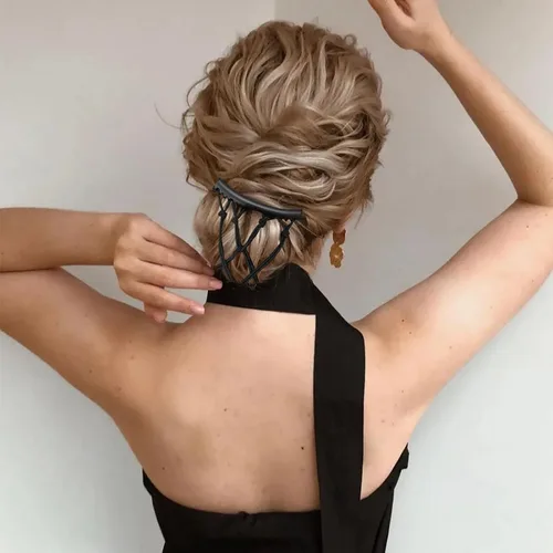 Miniatura 5 de 5 unidades de peine mágico elástico ajustable con clip elástico para mujeres y niñas, sin arrugas, horquillas vintage para hacer moños, accesorios