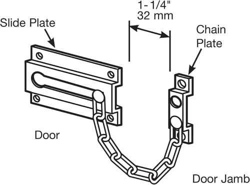 Miniatura 3 de Prime-Line U 9852 - Protector de puerta de cadena, acero estampado con cadena de acero, acabado pintado en blanco (paquete individual)
