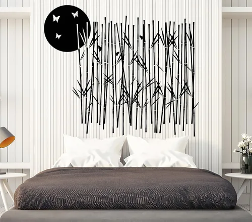 Vinilo calcomanía decorativo para pared BAMBOO Grove Árbol Luna Mariposa Naturaleza Pegatinas de tamaño grande decoración (1332ig)