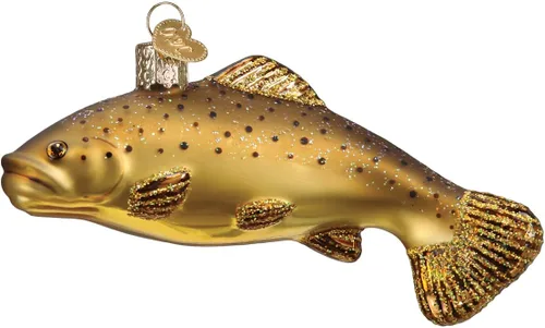 Miniatura 13 de Old World Christmas - Adorno de vidrio soplado de lubina de boca chica para árbol de Navidad, decoración festiva artesanal, colección de peces