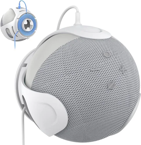Miniatura 10 de Soporte de montaje en pared para Amazon Echo Dot 1/2/3/4/4/5th, cable de almacenamiento, accesorios para altavoces