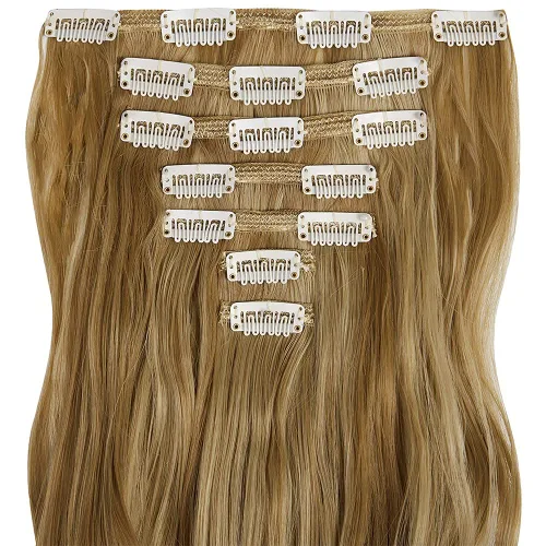 Miniatura 2 de OMGREAT Extensiones de cabello con clip, 4 piezas de 20 pulgadas, rizado de cabeza completa, extensiones de cabello sintético ondulado para mujer
