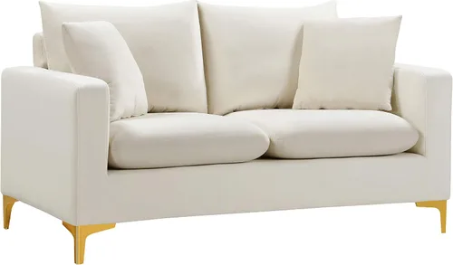 Miniatura 10 de Meridian Furniture Naomi Collection Modern Sofá de dos plazas tapizado de terciopelo negro contemporáneo con base de acero inoxidable en un