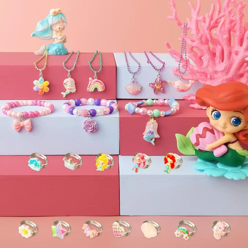 Miniatura 2 de Juego de joyas para niñas pequeñas, joyas de princesa para niñas pequeñas de 4-6 3-5, regalos para niñas de 5 años juguetes, collares de juego