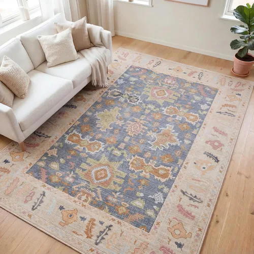 Miniatura 76 de Kuden Alfombra pequeña de 2 x 3, lavable a máquina, parte trasera antideslizante, estilo vintage, suave, pelo bajo, alfombras de área para entrada