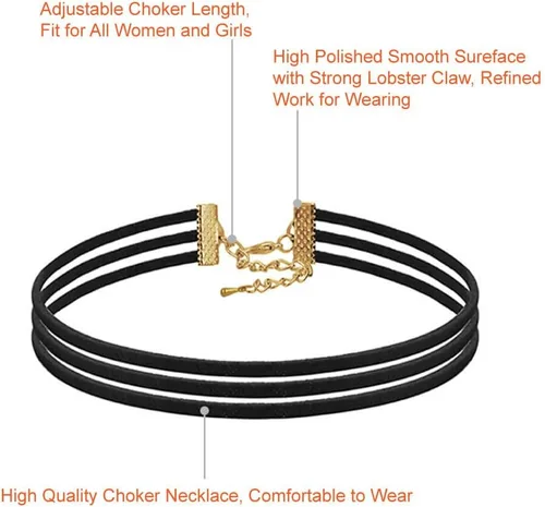 Miniatura 3 de PAXCOO Juego de 50 collares tipo gargantilla negros para mujer y mujer