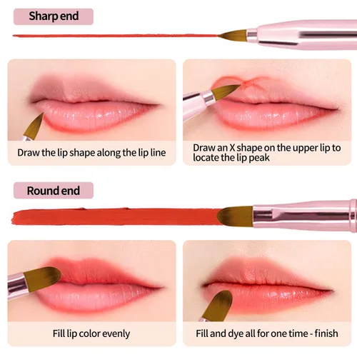 Miniatura 4 de Unaone [2 Pack] Pincel para lápiz labial, pinceles retráctiles para labios, pincel de maquillaje de doble punta para lápiz labial y brillo labial
