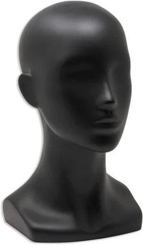 Maniquí de cabeza femenina negra de 13 pulgadas de alto para exhibir pelucas, sombreros, auriculares, máscara, gafas de sol
