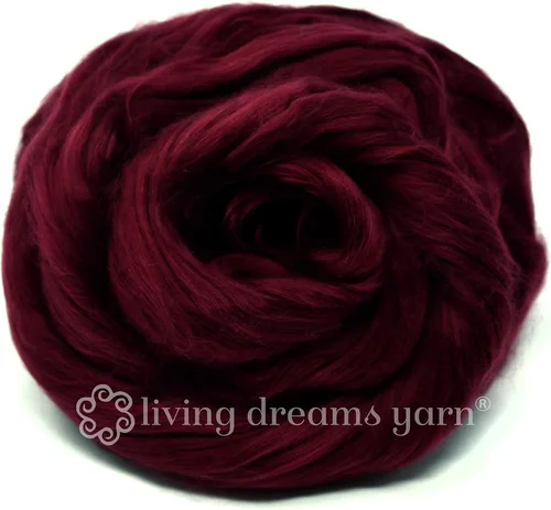 Miniatura 2 de Fibra de algodón para hilar, mezclar, fieltro y arte de fibra. Suave peinado vegano Top Roving. Merlot