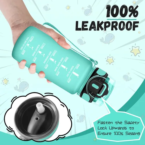 Miniatura 3 de Botella de agua – 16.9 fl oz – Botella de agua para niños, botella de sorbete a prueba de fugas, botella deportiva con marcador de tiempo, botella