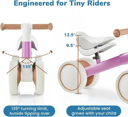 Miniatura 3 de Bicicleta de Equilibrio Personalizada para Bebés de 1 Año Ligera y Segura - Sin Bordes Agudos Ruedas Silenciosas para Paseos Suaves y Tranquilos