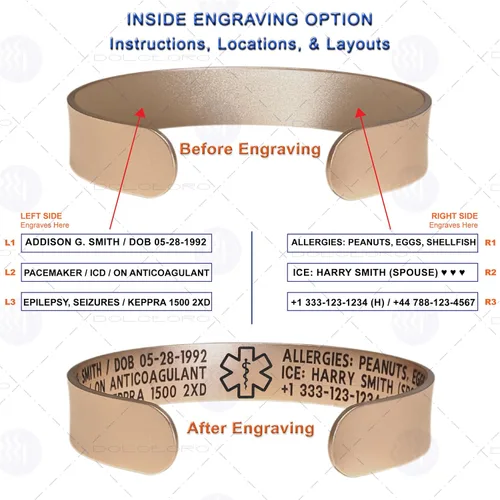 Miniatura 18 de Pulsera de identificación de alerta médica, acero inoxidable 316L, personaliza y personaliza, selecciona un tamaño de muñeca, de 6 a 9 pulgadas