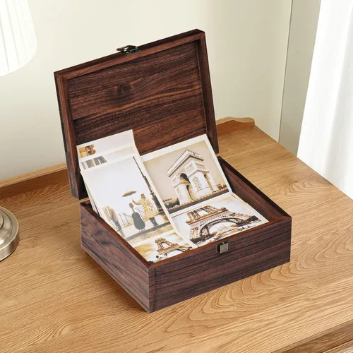 Miniatura 6 de EXISTING Caja de Memoria para Recuerdos, Caja de Recuerdos de Madera de Corazón Floral Cortada con Láser, Caja Grande de Almacenamiento de Madera
