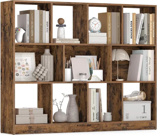 Miniatura 20 de VASAGLE Custos Collection - Estantería para libros tipo cubo con 4 compartimentos, 9.4 x 26 x 26 pulgadas, estantería de almacenamiento para sala