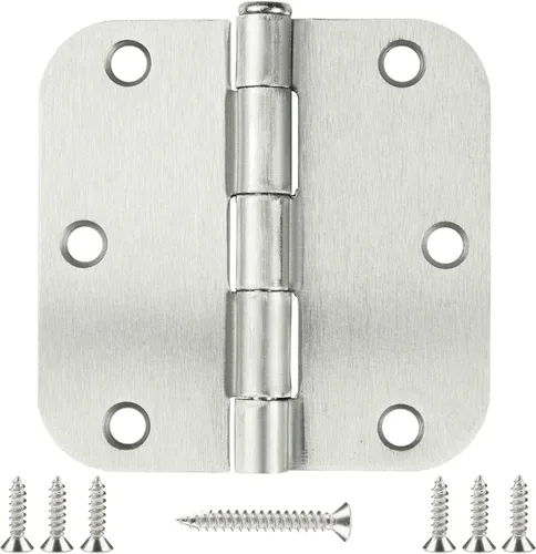 Miniatura 11 de Bisagra de puerta de 3 1/2 pulgadas, paquete de 18 bisagras redondeadas para puerta, latón pulido, bisagras de 3.5 x 3.5 pulgadas para puertas