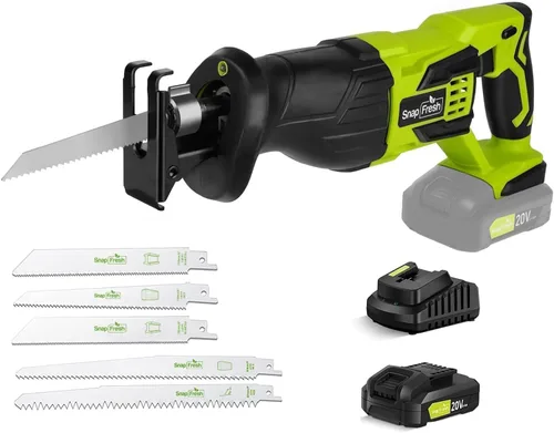 SnapFresh Sierra Recíproca Inalámbrica de 20V – 3000 SPM, Gatillo de Velocidad Variable, Cambio de Hoja sin Herramientas, Luz LED, Ligera y Compacta