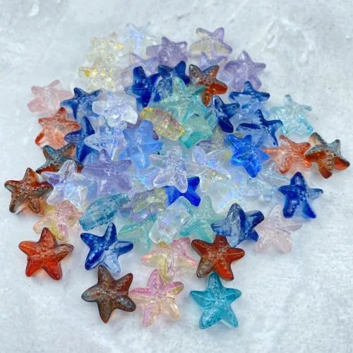 Miniatura 2 de 60 cuentas de cristal de estrella de mar para hacer joyas, cuentas espaciadoras de vidrio de estrella de mar para aretes, pulseras, collares