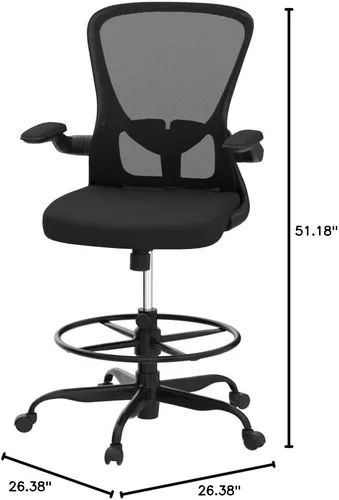Miniatura 2 de Silla de dibujo, silla de oficina alta con reposabrazos abatibles, silla de escritorio de pie ergonómica ejecutiva para computadora, silla de dibujo