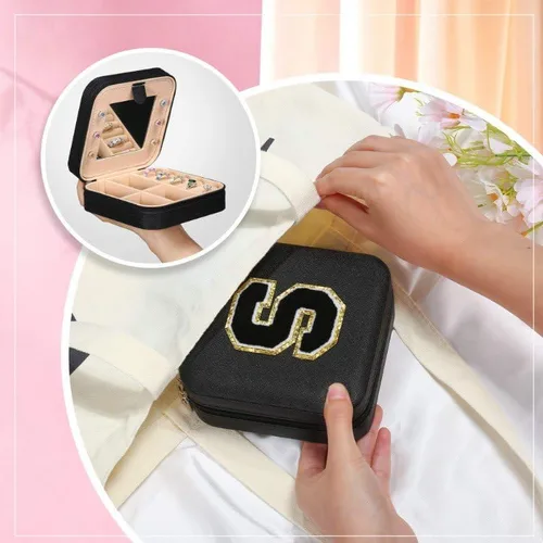 Miniatura 6 de Parima Joyero de viaje para mujeres y niñas, un estuche de joyería de viaje con inicial, estuche de viaje grande para joyas, estuche de viaje grande