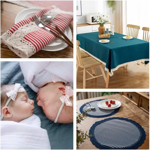 Miniatura 6 de Cinta de encaje beige de 12 yardas, ribete de encaje de algodón para costura y ganchillo para manualidades, envoltura de paquetes de regalo