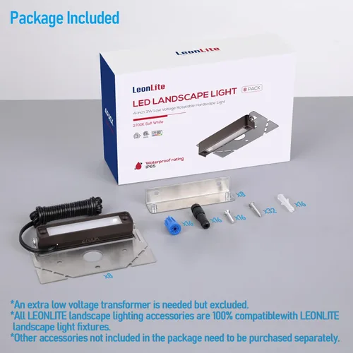 Miniatura 9 de LEONLITE Paquete de 8 luces LED de bajo voltaje de 4 pulgadas, luces LED de pared de retención, luces LED de paisaje, 12 V AC/DC, luz de Blanco suave