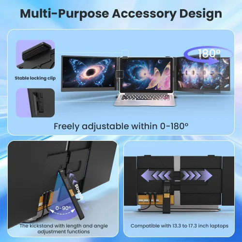 Miniatura 17 de 2025 Actualizado 14" Extensor de Pantalla para Laptop, Extensor de Monitor para Laptop Ultradelgado 1080P, Extensor de Monitor Portátil Ultraligero