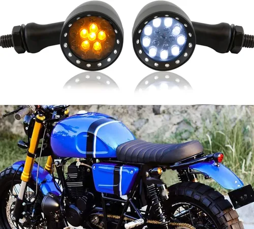 Miniatura 11 de 2 luces LED rojas de 15 piezas para motocicleta, luz de freno, intermitente, indicador de parada para Harley Honda Chopper (Luz roja cromada)