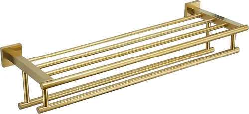 Miniatura 11 de Toallero con estante de 20 pulgadas, toalleros dobles para baño, soporte de toallas de baño negro mate, toallero de acero inoxidable SUS304
