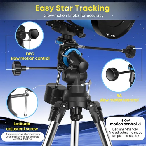 Miniatura 5 de Telescopio150EQ para adultos de alta potencia, telescopio reflector newtoniano profesional para principiantes en astronomía, con bolsa