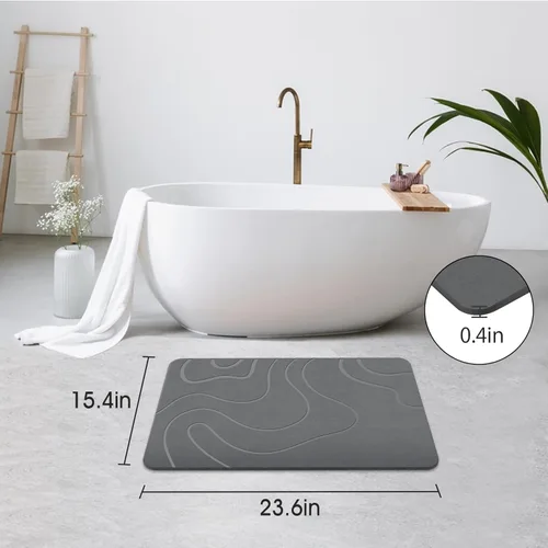 Miniatura 3 de ZIKIBL Alfombra de Baño de Piedra de Tierra de Diatomeas Alfombra de Ducha Antideslizante Súper Absorbente Alfombras de Piedra de Diatomita