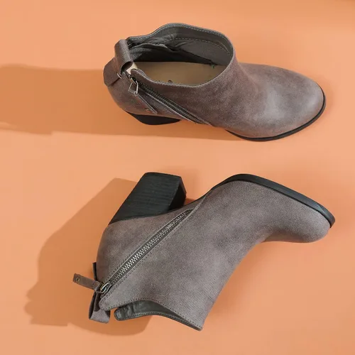 Miniatura 6 de Luoika Botines anchos para mujer, tacón medio extra ancho con cremallera lateral.