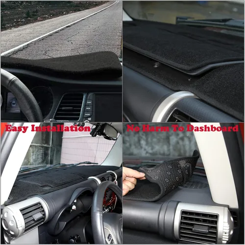 Miniatura 7 de Tapete de poliéster compatible con Toyota FJ Cruiser 2007-2021, cubierta de tablero de automóvil, almohadilla para parasol, accesorios Negro