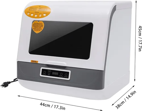 Miniatura 7 de Lavavajillas de encimera, lavavajillas portátil con tanque de agua, 3 programas de lavado, pulverización de agua a 360 grados, tecnología de secado
