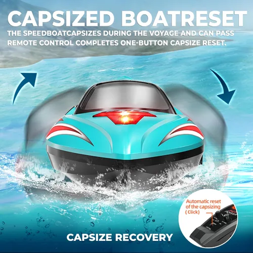 Miniatura 6 de BEZGAR Bote RC, barco de control remoto sin escobillas grande de 45 cm para adultos y niños, botes de velocidad RC grandes y rápidos de 55 KPH
